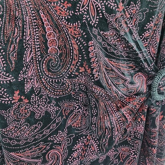 VTG Velvet Glitter Paisley Blouse Petite Small PS whimsigoth fairy Grunge witchy - Picture 4 of 5